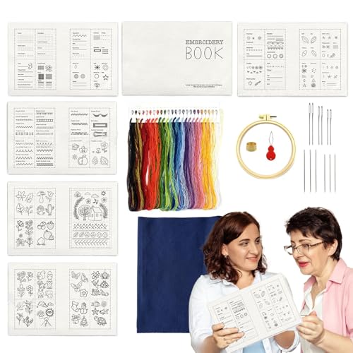 Stickset für Anfänger, Stickbuch für Anfänger - Wiederverwendbare Anleitung zum Erlernen von Bastelbedarf, lustige Projekte für Mädchen und Frauen, Freizeit von Generic