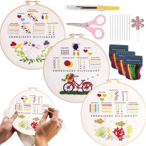 Stickset für Anfänger, Stickset, Handstickerei mit Reifen, für Anfänger und Profis von Generic