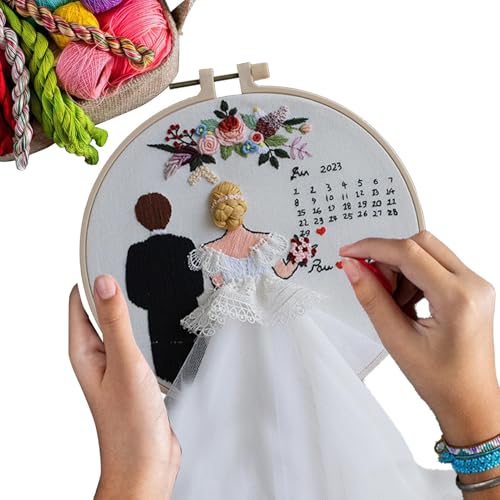 Stickset für Anfänger Hochzeit, Stickset für Paare | Punch Needle Set,Sticknadel-Set mit Kreis und Anleitung für den Anfänger von Paaren Stickset für Anfänger Hochzeit, Stickset für Paare | Punch Needle Set,Sticknadel-Set mit Kreis und Anleitung für den Anfänger von Paaren von Generic