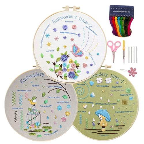 Stickset für Anfänger für Erwachsene,Stickset für Anfänger - 3 Sets Hand-Kreuzstich-Set | Schritt-für-Schritt-Anleitung, Nadelspitzen-Set, Nähset für Erwachsene, für Damen, Herren, Anfänger Stickset für Anfänger für Erwachsene,Stickset für Anfänger - 3 Sets Hand-Kreuzstich-Set | Schritt-für-Schritt-Anleitung, Nadelspitzen-Set, Nähset für Erwachsene, für Damen, Herren, Anfänger von Generic