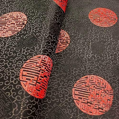 Stoff-Kollektion Satin Satin-Brokat-Seiden-Jacquardstoff, Elegantes sattes Schwarz, chinesische Kurve, Dunkles Muster, einzigartiges rotes, rundes, komplexes horizontales Linienmuster, antike Han-Kle Stoff-Kollektion Satin Satin-Brokat-Seiden-Jacquardstoff, Elegantes sattes Schwarz, chinesische Kurve, Dunkles Muster, einzigartiges rotes, rundes, komplexes horizontales Linienmuster, antike Han-Kle von Generic