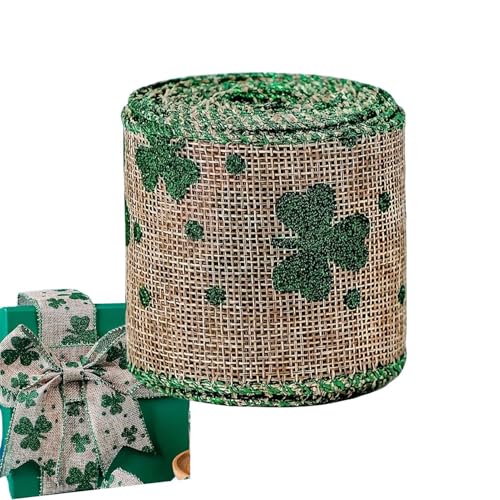 Stoffband mit Punkten kariert - Handwerksband mit Kleeblattdruck aus Craft Ribbon | Weiches, farbloses Ripsband mit St. Patrick's Day Dekoration für von Generic