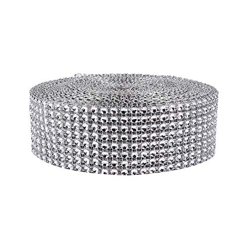 Strass-Bänder, 3 Farben, 8 Reihen, 10 Yard, heiß Zuschneidbares Netz, Glitzerndes Tortenband, Essbar Goldband-Kettbesatz für Brautstrauß-Rahmen, Vasen und Partys (SILVER) von Generic
