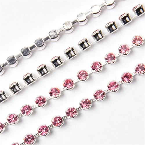 Strass-Kette, Glaskristall, silberfarbene Metallverzierung, zum Aufnähen, Hochzeitskleid, Schmuck, Bekleidungszubehör, Pnnrk SS16, 4 mm von Generic