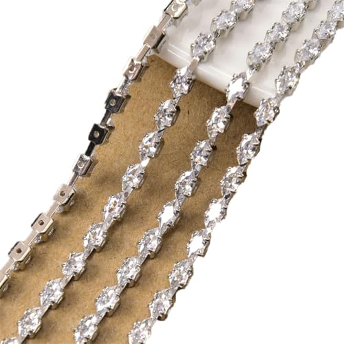Strass-Kette mit Zirkonia-Kristallbesatz, DIY, Hochzeitskleid, Schuhe, Kleidung, Zubehör, 3 x 6 mm, 1001, 3 x 6 mm, # 50 cm Strass-Kette mit Zirkonia-Kristallbesatz, DIY, Hochzeitskleid, Schuhe, Kleidung, Zubehör, 3 x 6 mm, 1001, 3 x 6 mm, # 50 cm von Generic