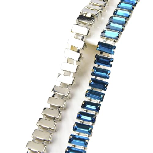Strass-Kette zum Aufnähen, rechteckig, Glaskristallverzierung, Metallkette, Bekleidungszubehör, 5 x 10 mm, Capriblau, Gold, 4,5 m Strass-Kette zum Aufnähen, rechteckig, Glaskristallverzierung, Metallkette, Bekleidungszubehör, 5 x 10 mm, Capriblau, Gold, 4,5 m von Generic
