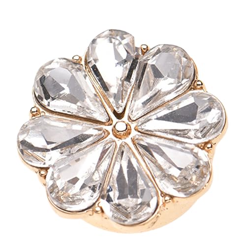 Strass-Knöpfe, Blusen-Knopfabdeckungen, Strass-Knopfabdeckungen, goldene Blumenform, Kristallknopf-Abdeckung, Kristall, ausgefallene Knöpfe für Kleid, abnehmbare Hemdknopf-Clips von Generic