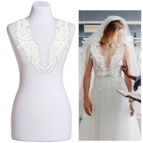 Strass Perlen Applikationen Handgemachte Spitzenbesatz Set 1 Paar für DIY Kleid Dekoration Hochzeit Verzierungen Ausschnitt Handwerk Trim Strass Perlen Applikationen Handgemachte Spitzenbesatz Set 1 Paar für DIY Kleid Dekoration Hochzeit Verzierungen Ausschnitt Handwerk Trim von Generic