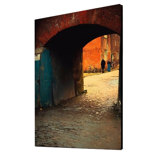 Straßenansicht Malen Nach Zahlen Erwachsene Landschaft Malen Nach Zahlen 100x135cm DIY Basteln Erwachsene Klarheit Farbe Leinwan Bilder mit Acrylfarben Set 3 Typen Pinsel für Deko Wohnzimmer 2YH-3280 von Generic