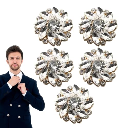 Strassknöpfe für Kleidung, Knopfabdeckungen für Damen, Fantasie-Knöpfe Strass | 5 x nahtlose Blumenknöpfe, Zierknöpfe aus Strass, für Damen und Herren Strassknöpfe für Kleidung, Knopfabdeckungen für Damen, Fantasie-Knöpfe Strass | 5 x nahtlose Blumenknöpfe, Zierknöpfe aus Strass, für Damen und Herren von Generic