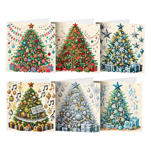 Strasssteine ​​Malkarten, Handgefertigte Weihnachtsgrüßkarten Weihnachtsbaumkarte, Vielseitige Weihnachtskarten Mit Umschlägen Jahreszeiten Grüße Karten Für Kinder Erwachsene von Generic
