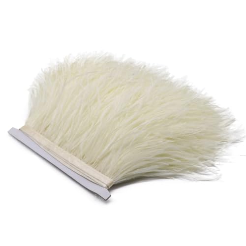 Straußenfeder-Bordüre, 10,2 - 15,2 cm, 2, 5, 10 Meter/Los, natürliche Straußenfedern, Besatz, Webstoff, Brautkleid, Dekoration, Beige, 5 m von Generic