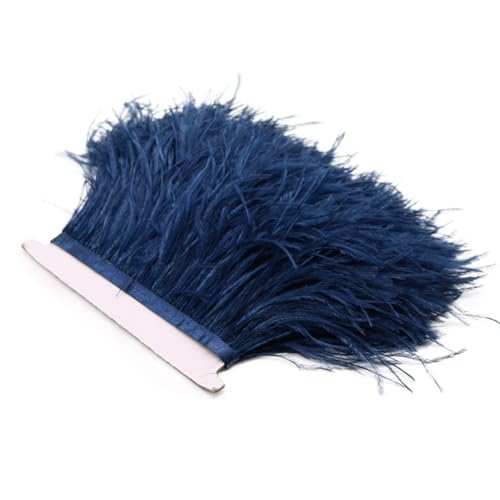 Straußenfeder-Bordüre, 10,2 - 15,2 cm, 2, 5, 10 Meter/Los, natürliche Straußenfedern, Besatz, Webstoff, Brautkleid, Dekoration, Marineblau, 2 m von Generic