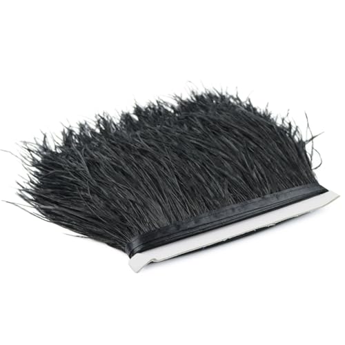 Straußenfeder-Bordüre, 15 cm, natürliche Straußenfeder, Fransenband, Schmuckherstellung, Ohrringherstellung, Hochzeitszubehör, 014, Schwarz, 10 m Straußenfeder-Bordüre, 15 cm, natürliche Straußenfeder, Fransenband, Schmuckherstellung, Ohrringherstellung, Hochzeitszubehör, 014, Schwarz, 10 m von Generic