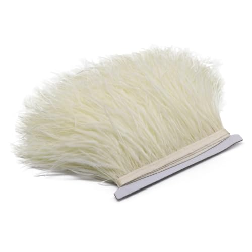 Straußenfeder-Bordüre, 15 cm, natürliche Straußenfeder, Fransenband, Schmuckherstellung, Ohrringherstellung, Hochzeitszubehör, 018, Beige, 2 m Straußenfeder-Bordüre, 15 cm, natürliche Straußenfeder, Fransenband, Schmuckherstellung, Ohrringherstellung, Hochzeitszubehör, 018, Beige, 2 m von Generic