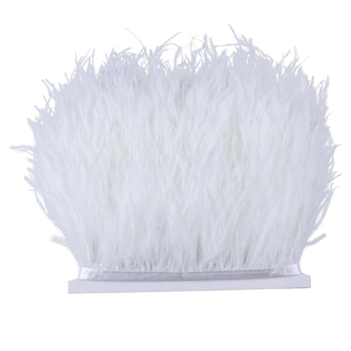 Straußenfeder-Bordüre, 8–10 cm, natürlich, flauschig, Straußenband, Dekoration für Partykleid, Nähzubehör, Weiß Straußenfeder-Bordüre, 8–10 cm, natürlich, flauschig, Straußenband, Dekoration für Partykleid, Nähzubehör, Weiß von Generic