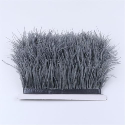 Straußenfeder-Bordüre, flauschige natürliche Straußenfedern, Fransenband, 6–18 cm, Hochzeitsparty, Kleid/Rock, Dekoration, 020, Dunkelgrau, 15–18 cm Straußenfeder-Bordüre, flauschige natürliche Straußenfedern, Fransenband, 6–18 cm, Hochzeitsparty, Kleid/Rock, Dekoration, 020, Dunkelgrau, 15–18 cm von Generic