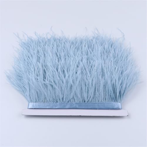 Straußenfeder-Bordüre, flauschige natürliche Straußenfedern, Fransenband, 6–18 cm, Hochzeitsparty, Kleid/Rock, Dekoration, 027, Hellblau, 8–10 cm von Generic