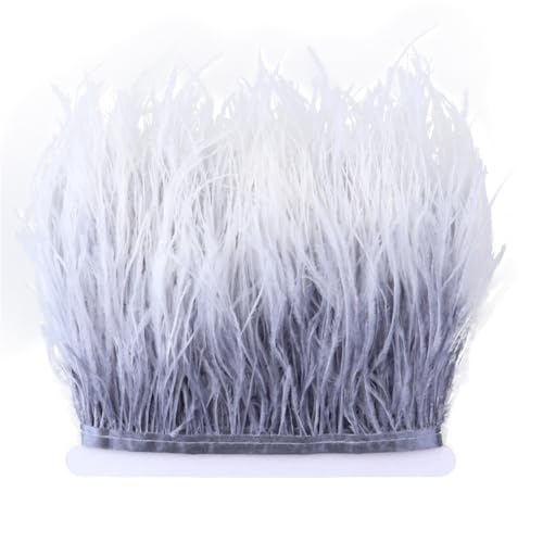 Straußenfeder-Bordüre zum Basteln, weiße Pnnrk-Federn auf Band, Hochzeitskleid, Accessoires, dekorativ, Grau, 91 cm Straußenfeder-Bordüre zum Basteln, weiße Pnnrk-Federn auf Band, Hochzeitskleid, Accessoires, dekorativ, Grau, 91 cm von Generic