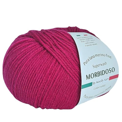 Strickgarn aus 100% Merinowolle, einlaufsicher, zum Häkeln und Stricken, Babywolle, einfarbig, 50 g, 150 m, für Bekleidung, Babywolle und vieles mehr (Rimbeere 1011) von Generic