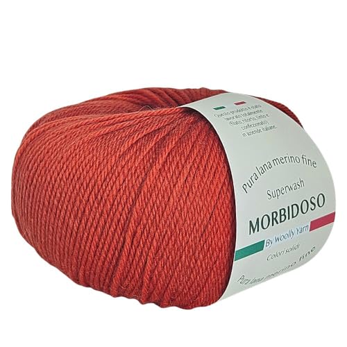 Strickgarn aus 100% Merinowolle, einlaufsicher, zum Häkeln und Stricken, Babywolle, einfarbig, 50 g, 150 m, für Bekleidungsdecken und vieles mehr (Mattone 401) von Generic