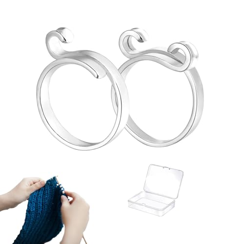 Strickring für Finger, Häkelringe für Spannung,Verstellbares Garnring-Set - Strick-Fingerhüte, Strick- und Häkelzubehör, Garnhalter, Schlaufenring mit Box für Mutter und Oma von Generic