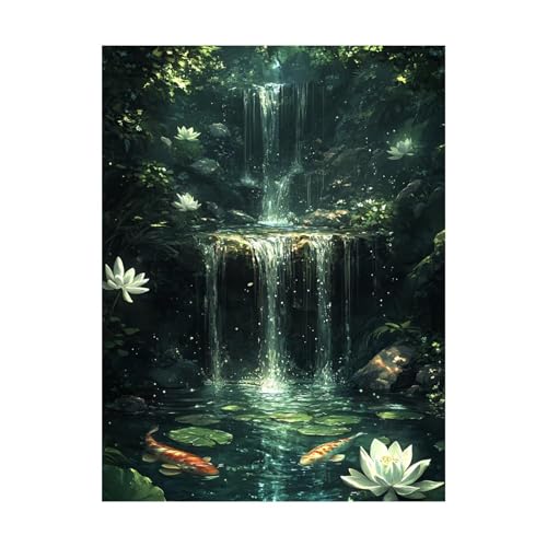 Stürze Malen Nach Zahlen Erwachsene Landschaft Malen Nach Zahlen 135 x 100cm DIY Basteln Erwachsene Klarheit Farbe Leinwan Bilder mit Acrylfarben Set 3 Typen Pinsel für Deko Wohnzimmer 2YH-14845 von Generic