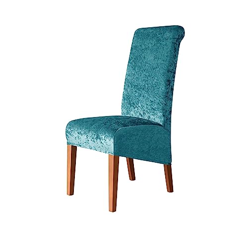 Stuhlhussen, Stuhlhussen für Esszimmerstühle, Stuhlhussen aus Pannesamt, für Esszimmer, Hotel, Küche, Zuhause, waschbar und abnehmbar (blau, 2 Stück) von Generic