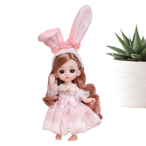 Süße BJD -Puppe - modische Anime -Figur, artikulierte Spielzeugfigur, stilvolles Prinzessin -Outfit | 16 cm -Design mit trendigen Kleidung, ideales Sammlerstück für Mädchen Geschenkkollektion von Generic