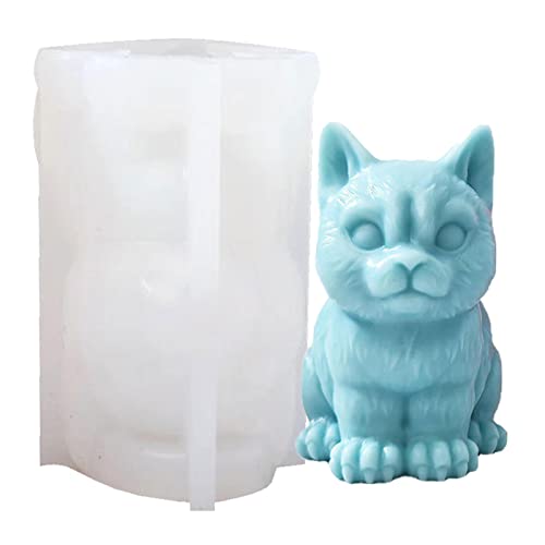 Süße Katze Silikonfor - 3D-Silikon-Maine-Coon-Katzen-Kerzenhalter-Form,Klare Gießformen aus Harz, Silikon, runde Kugeln, Formen für Zuhause, Tischdekoration von Generic