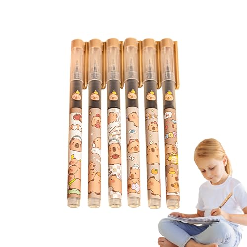 Süßes Kugelschreiber-Set – 6 Gelstifte von Capybara zum Schreiben, ästhetische Stifte 0,5 mm, schnell trocknende Tiertintenstifte, Schreibwaren für Studenten, kreativer Kugelschreiber und P Süßes Kugelschreiber-Set – 6 Gelstifte von Capybara zum Schreiben, ästhetische Stifte 0,5 mm, schnell trocknende Tiertintenstifte, Schreibwaren für Studenten, kreativer Kugelschreiber und P von Generic