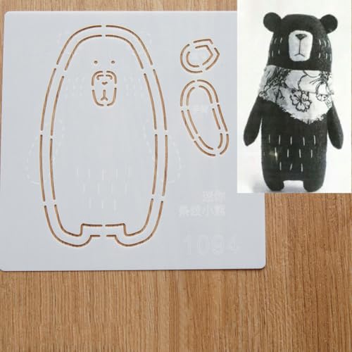 Süßes Tier kleine Puppe Nähschablone, Quilten Schablone Zeichnung Tutorial, weiche Plastik Stickvorlage Patchworks Hand Konto Steppung Lineal zum Basteln Kunst von Generic