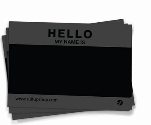 Suitup Hello My Name is Aufkleber - 50 Stück schwarze Aufkleber 105 x 75 mm (schwarz) von Generic
