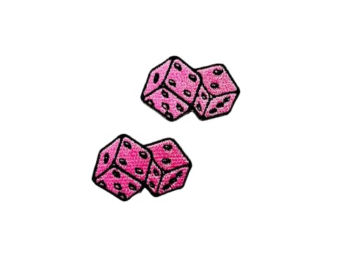 TH88 Mini-Patches, Würfel-Patches, 2 Stück, Pink, 1 Paar, Cartoon-Aufnäher, zum Aufbügeln, bestickt, für Kleidung, Kostüm von Generic