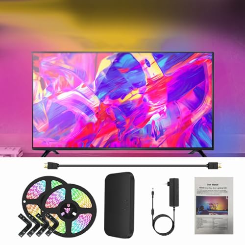 TV-LED-Hintergrundbeleuchtung mit HDMI-Synchronisationsbox für 106,7 - 396,7 cm (42-158 Zoll) große Fernseher, Smart-LED-Lichtleiste für TV, Musik und Gaming, Hintergrundbeleuchtung, von Generic