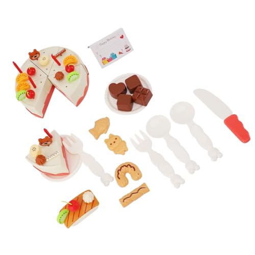 Täuschung Geburtstagstortenspielzeug mit DIY -Kuchendekoration, Geburtstagstorte Set Zum Schneiden von Essen, Tee -Geburtstagskuchenspielzeug für, Plastikkuchenstücke (Rosenate) von Generic