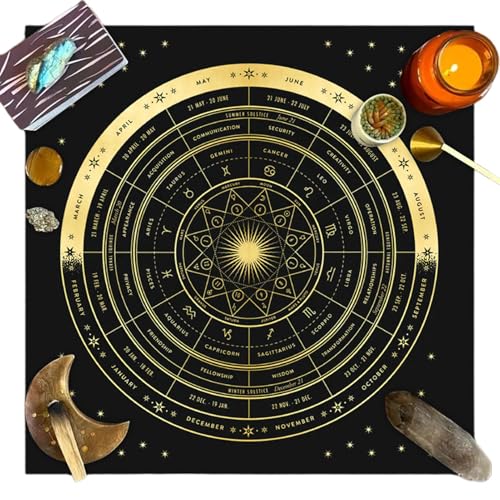 Tarot-Diffusionstuch, Tarotaltuch – quadratisches Astrologie-Oracle-Pad | Zarte Oracle Astrologie-Matte, elegante Samt-Spielmatte zum Lesen von Generic