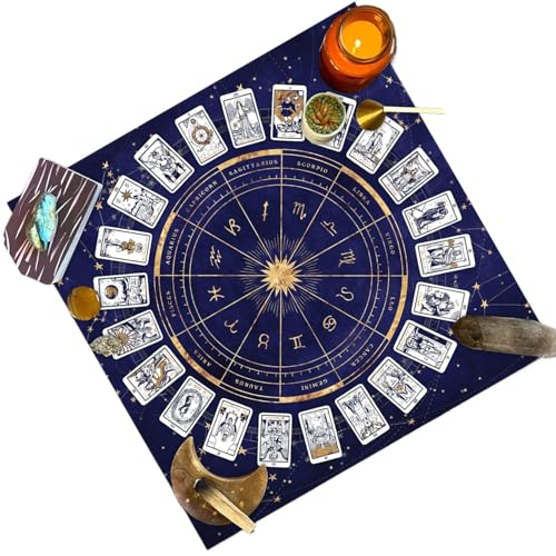 Tarot-Tischdecke – Tarot-Diffusionstuch – quadratische Pendelmatte für Tarotkarten | Zarte Wahrsagungen, Samtstoff des Hexentarots für Altare von Generic
