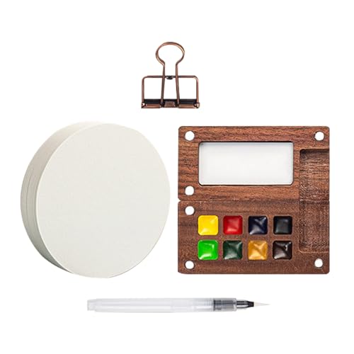 Taschen-Set - Holzfarbkasten, Papierlager | Pinselstifte für 8 Gitter Lackkasten von Generic
