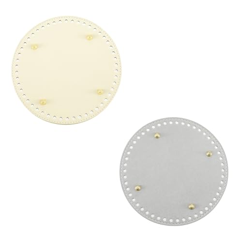 Taschenboden zum DIY Häkeln, 2 Stück Round Taschenboden ø19CM, PU Leder Boden der Tasche, Kunstleder Boden Tasche Häkeln, für Handtasche DIY Korbflechten Häkelzubehör (ø19CM,2A) von Generic