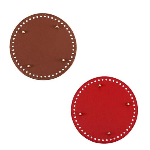 Taschenboden zum DIY Häkeln, 2 Stück Round Taschenboden ø19CM, PU Leder Boden der Tasche, Kunstleder Boden Tasche Häkeln, für Handtasche DIY Korbflechten Häkelzubehör (ø19CM,2C) von Generic