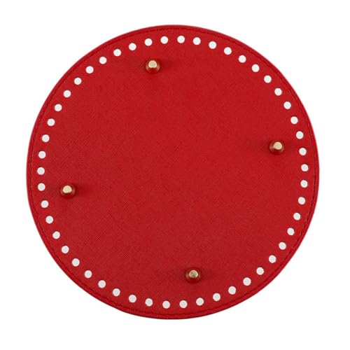 Taschenboden zum DIY Häkeln, 2 Stück Round Taschenboden ø19CM, PU Leder Boden der Tasche, Kunstleder Boden Tasche Häkeln, für Handtasche DIY Korbflechten Häkelzubehör (ø19CM,Rot) von Generic