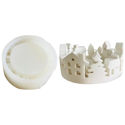 Teelicht-Kerzenhalter Schimmel, Kerzenhalter Form - Weihnachtshaus und Baumkerzenhalter Epoxy Gießform,Silikonputz Formen für Harz Beton Kerzenhalter Form von Generic