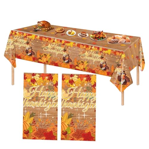 Thanksgiving-Tischdecke, Herbst-Tischdecke – Ernte Tischdecke Herbst Kürbis Tischdekoration – rechteckige Tischdecke in Form von Ahornblättern und Truthahn, 3 Küchentischdecken für den Esstisch Thanksgiving-Tischdecke, Herbst-Tischdecke – Ernte Tischdecke Herbst Kürbis Tischdekoration – rechteckige Tischdecke in Form von Ahornblättern und Truthahn, 3 Küchentischdecken für den Esstisch von Generic