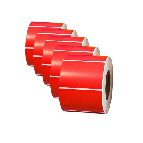 Thermodirekt-Etiketten, Barcode-Mehrzweck-Adressetikett, kompatibel mit Zebra, Rollo-Desktop-Druckern, 800 Stück/Rolle, 5 Rollen, 50 x 30 mm (red, 50x30mm) von Generic