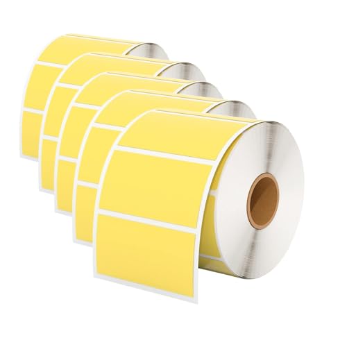 Thermodirekt-Etiketten, Barcode-Mehrzweck-Adressetikett, kompatibel mit Zebra, Rollo-Desktop-Druckern, 800 Stück/Rolle, 5 Rollen, 50 x 30 mm (yellow, 50x30mm) von Generic