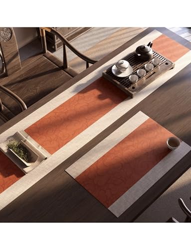 Thermoisoliert Leder Tischläufer Vintage Wasserdicht Kaffee/Teematten Tischläufer für Esstisch/Wohnzimmer/Sideboard Dekoration(Rot, 33x140cm) von Generic