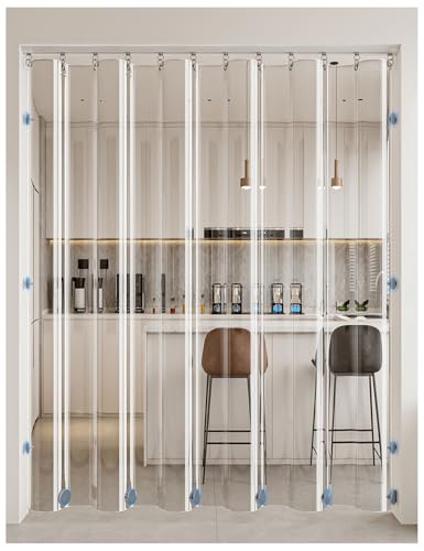 Thermovorhang Kälteschutz mit Magnetverschluss/Selbstklebender Schiene, Transparent Eva Tür Vorhang, Magnet Wärmeschutzvorhang für Türen Individuell Anpassbar(A,for 130x250cm Door) von Generic