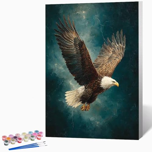 Tier Malen Nach Zahlen Erwachsene Adler Malen Nach Zahlen DIY Set Erwachsene 50×65cm, Kreativ Handgemalt Leinwand Set Mit 3-Pinseln Und Acrylfarbe, Geschenke FüR Frauen (Ohne Rahmen) -LKF0769L6 von Generic