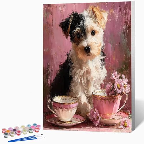 Tier Malen Nach Zahlen Erwachsene Hund Malen Nach Zahlen DIY Set Erwachsene 70 x 95 cm, Kreativ Handgemalt Leinwand Set Mit 3-Pinseln Und Acrylfarbe, Geschenke FüR Frauen (Ohne Rahmen) -LKF07807J von Generic
